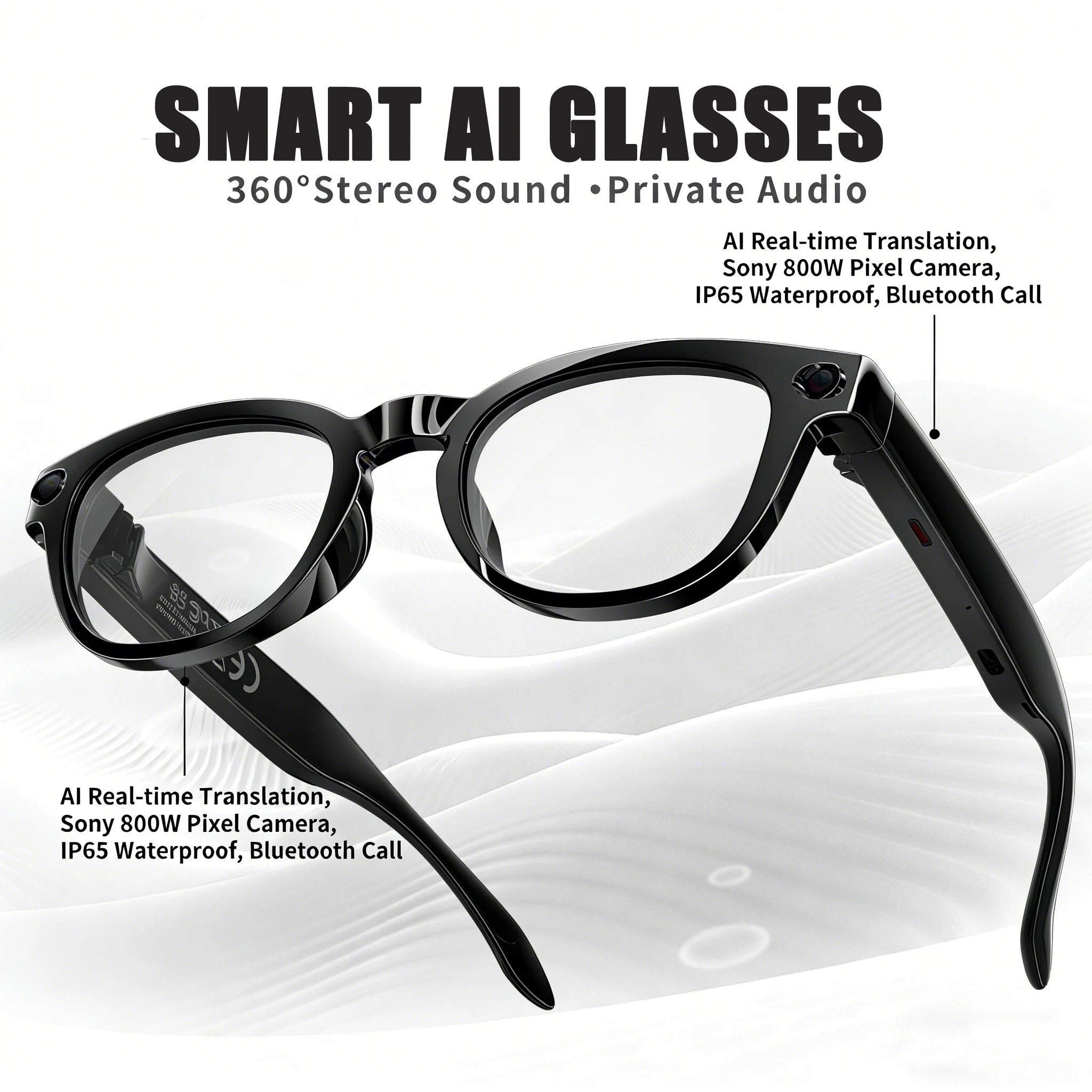 2026 AI Smart Glasses Translation Glasses 800W Pixel Camera Photo Video Recording WIFI Bluetooth 5.4 Waterproof Smart Sunglasses