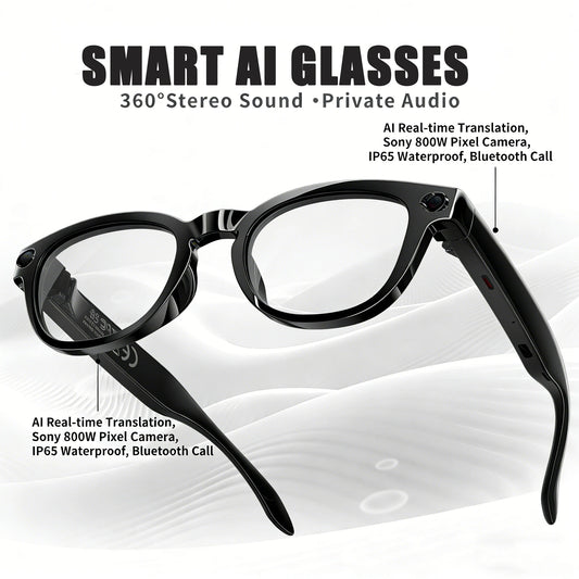 2026 AI Smart Glasses Translation Glasses 800W Pixel Camera Photo Video Recording WIFI Bluetooth 5.4 Waterproof Smart Sunglasses