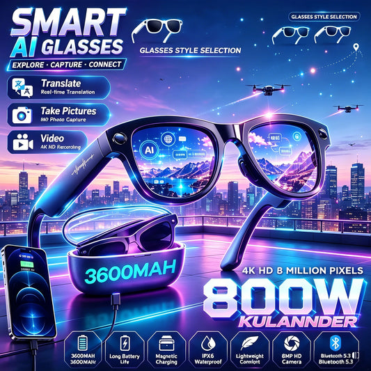 2026 Smart AI Glasses for Men 1080P HD Video Recording ChatGPT Integration Bluetooth Call Function 32GB ROM Language Translation