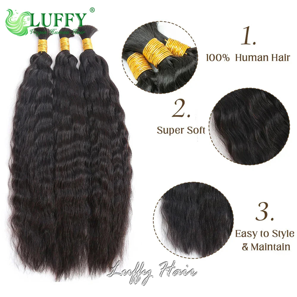 Wet And Wavy Bulk Human Hair For Braiding No Weft Brazilian Human Hair Double Drawn Braids Hair Bundles Extensions 10-30Inch