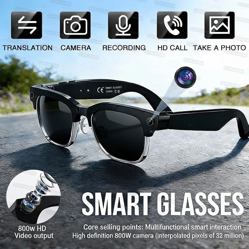 AI Smart Glasses for Men & Women 2026 New 8MP Camera 4K HD Video Recording AI Translation WiFi Bluetooth Call Music Photochromic