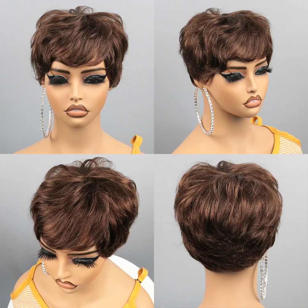 Short Human Hair Wigs for Women Glueless Wigs Human Hair Short Bob Wig With Bangs