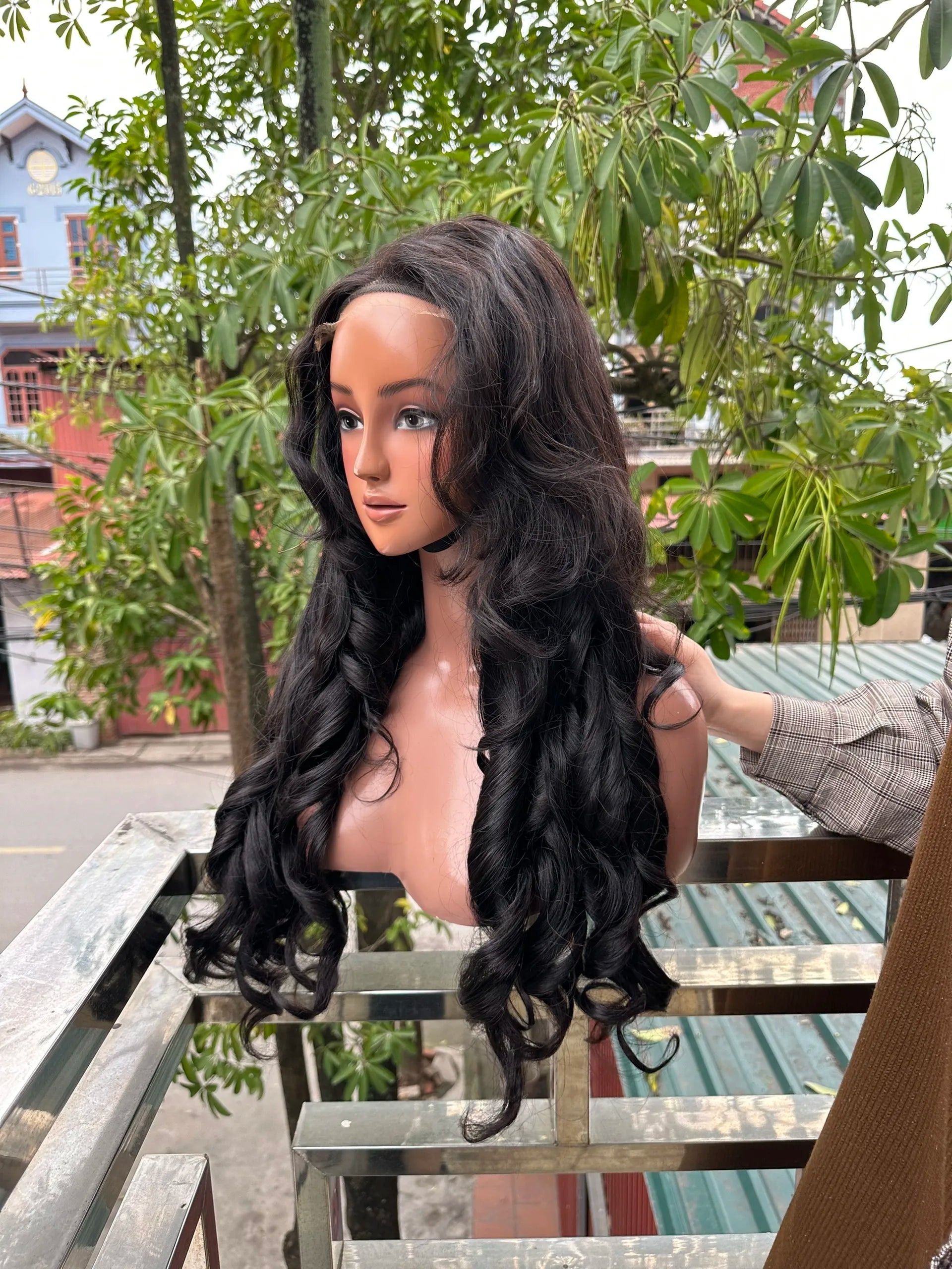 200% Density Bouncy Curly Human Hair Wig HD Transparent 4x4 Lace Closure Wig Natural Color Human Hair Wigs for Women