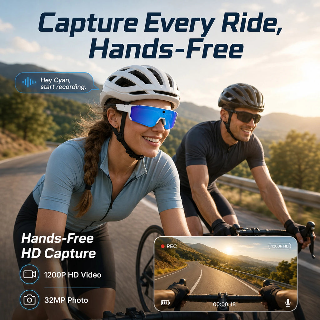 2026 AI Smart Glasses for Men Camera 1200P Video ChatGPT AI Assistant Voice Translation 32GB Storage Outdoor Cycling Sunglasses