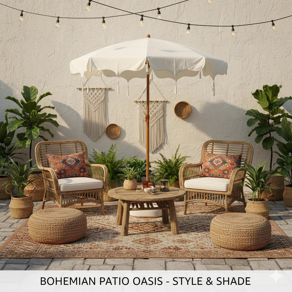 Large Portable Adjustable Height Durable Sun Umbrella UPF50+ for Courtyard Garden Patio (Base Not Included)