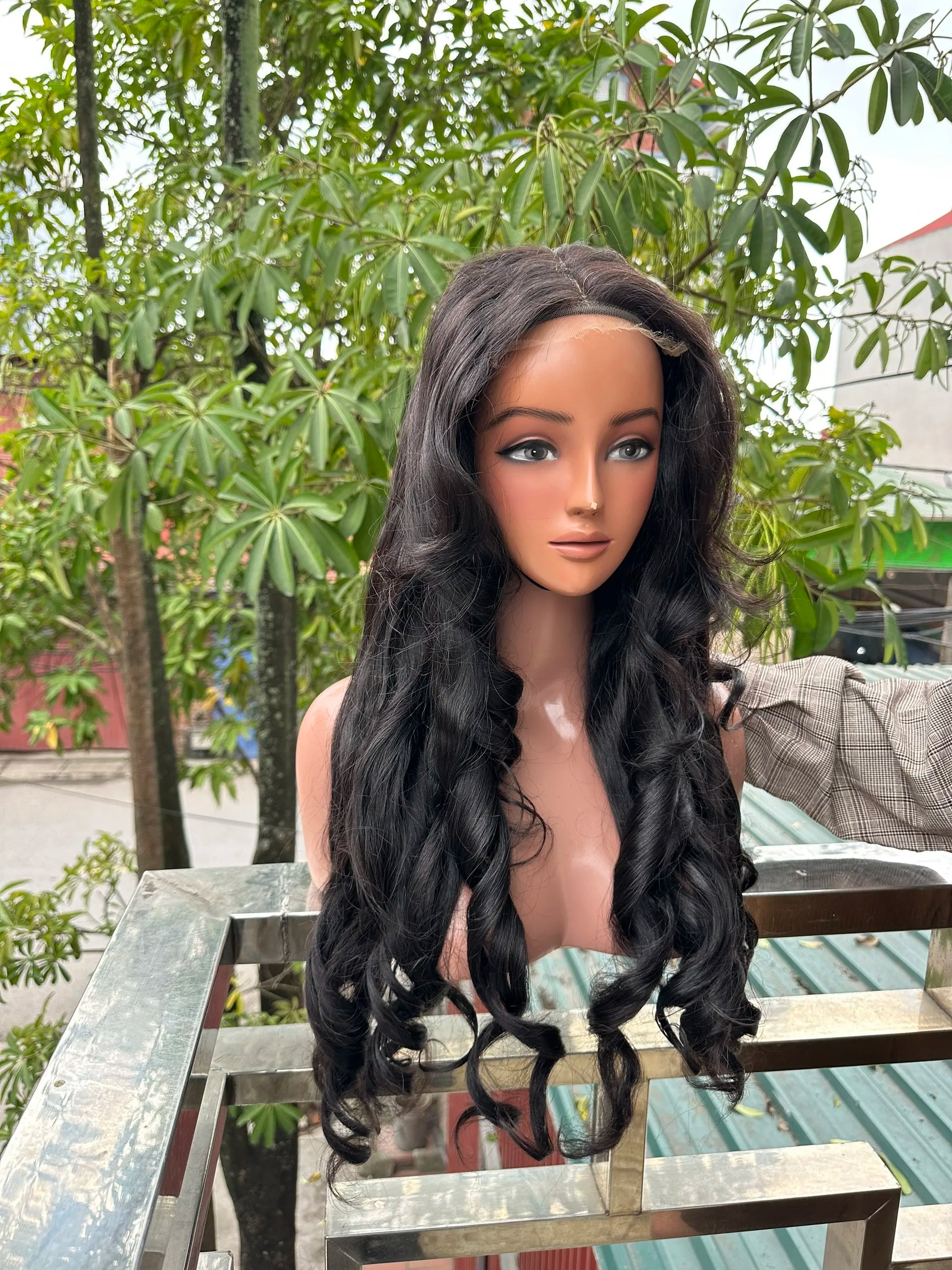 200% Density Bouncy Curly Human Hair Wig HD Transparent 4x4 Lace Closure Wig Natural Color Human Hair Wigs for Women