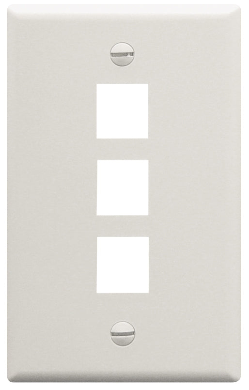 Faceplate flat 1-gang 3-port white
