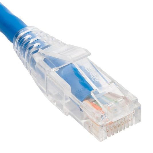 Patch cord cat6 clear boot 1' blue