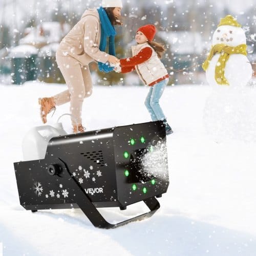 1500W Snow Machine with RGB DMX512 Signal Control, 9 LED Lights, Wireless Remote