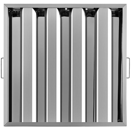 Pack of 6 Hood Filters 19.5W x 19.5H Inch, 430 Stainless Steel 4 Grooves Commercial Hood Filters, Range Hood Filter for Grease Rated Commercial Kitchen Exhaust Hoods