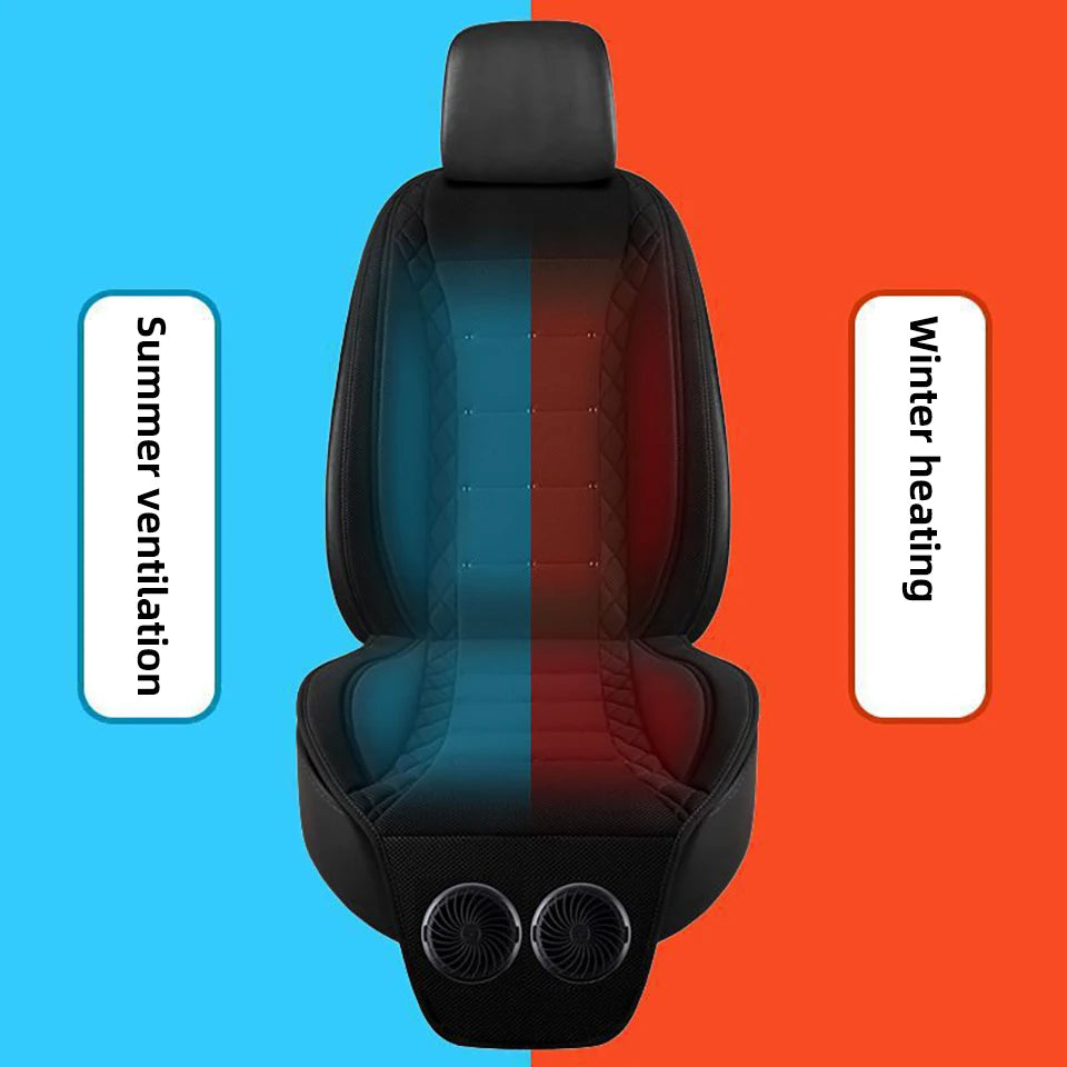 12V Dual Fan Car Seat Cushion Ventilated Heating Cooling Seat Cover Universal Car Seat Summer Winter Car Seat Protector