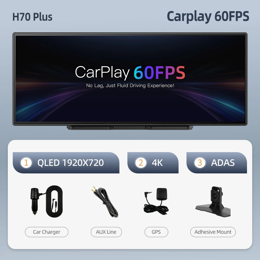 10.26" H9 Pro 4K Dash Cam ADAS Wireless Carplay Android Auto Car DVR Camera AUX 5G Wifi GPS Navigation Video Recorder