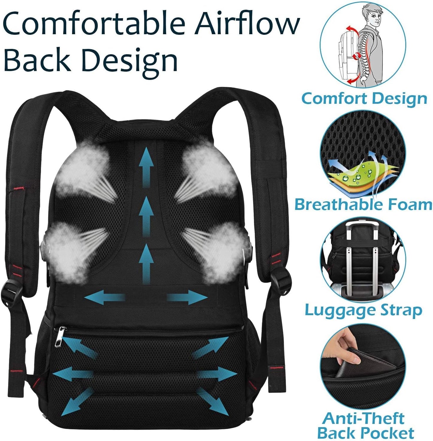 Travel Laptop Backpack,Extra Large Capacity TSA Friendly anti Theft Backpacks Water-Resistant Men Business College Computer Bookbag Fits 17 Inch Laptop&Notebook