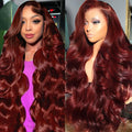 QYNQYN 30 Inch Reddish Brown Lace Front Wigs Human Hair 180 Density 13x6 HD Body Wave Lace Front Wigs Human Hair Pre Plucked Colored Frontal Wigs Human Hair Glueless Wig Human Hair Wigs for Women