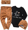 KANGKANG Newborn Baby Girl Clothes Hi I'M New Here Newborn Outfit Infant Romper Floral Pants Cute Baby Girl Outfits 4PC Set