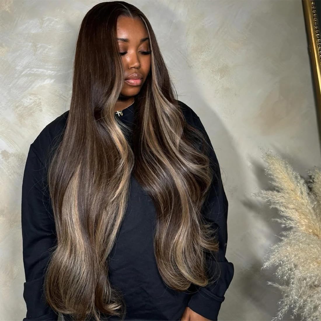 CIYOO 24 Inch Ash Blonde Highlight Wig Human Hair 13x6 Body Wave Highlight Ombre Lace Front Wig Human Hair Pre Plucked Colored Human Hair Wigs for Women Ash Blonde Glueless Wigs
