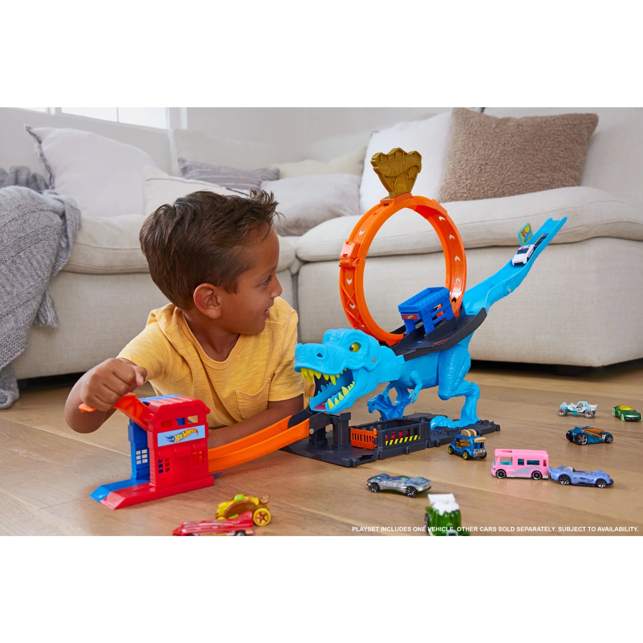 City T-Rex Loop and Stunt Playset, Track Set with 1 Toy Car
