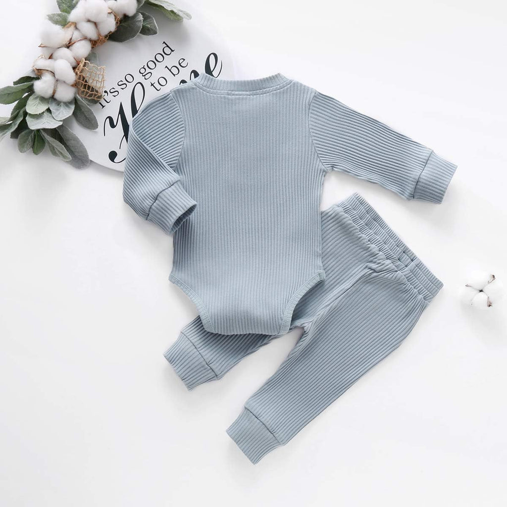 Bmnmsl Newborn Baby Boy Fall Clothes 3 6 12 18 24 Months Outfits Long Sleeve Knitted Cotton Romper & Pants Infant Winter Sets