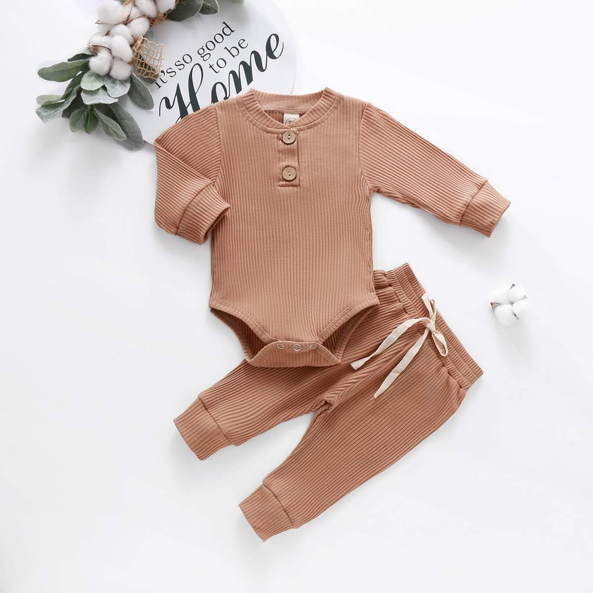 Bmnmsl Newborn Baby Boy Fall Clothes 3 6 12 18 24 Months Outfits Long Sleeve Knitted Cotton Romper & Pants Infant Winter Sets