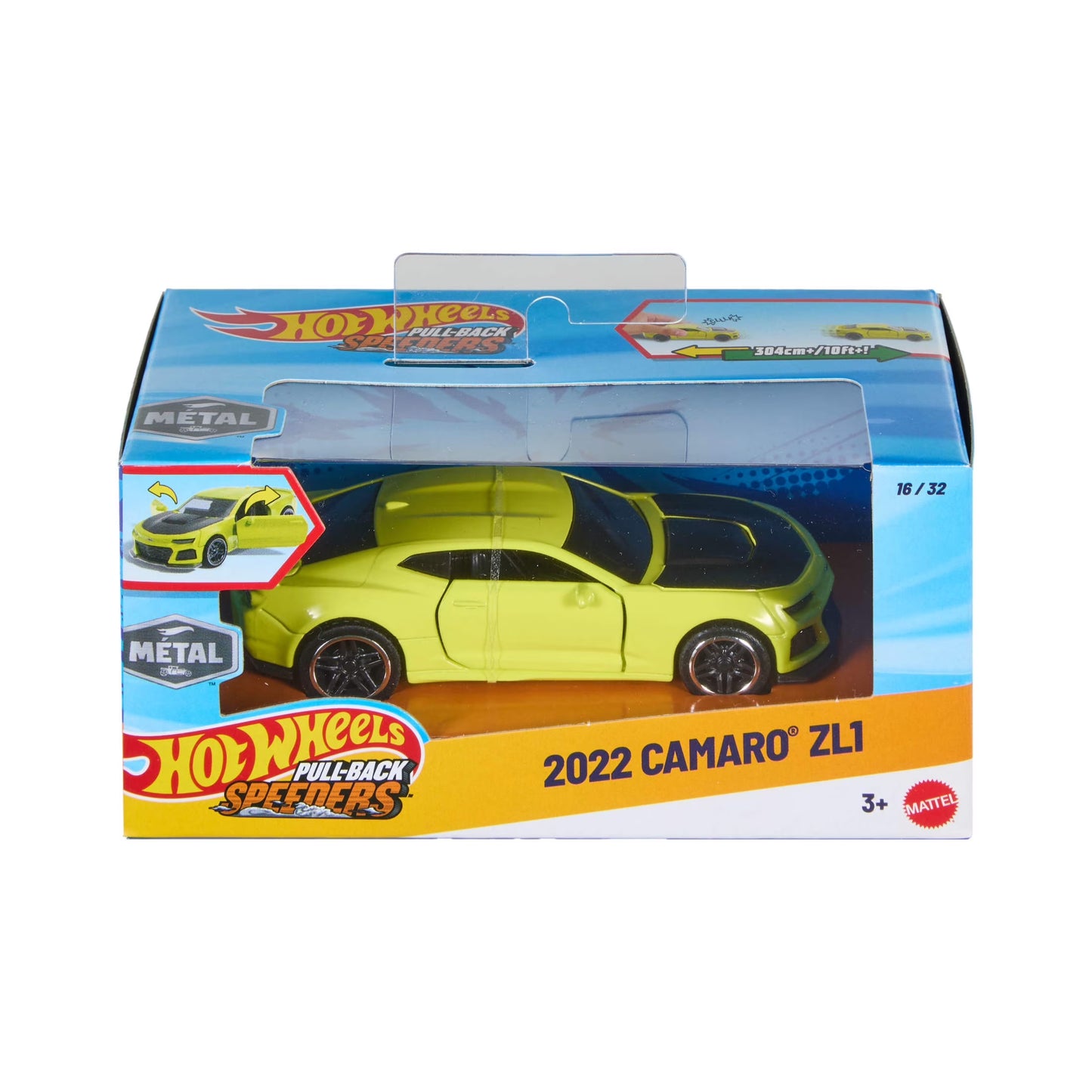 Pull-Back Speeders Toy Car in 1:43 Scale, Pull Car Backward & Release to Race