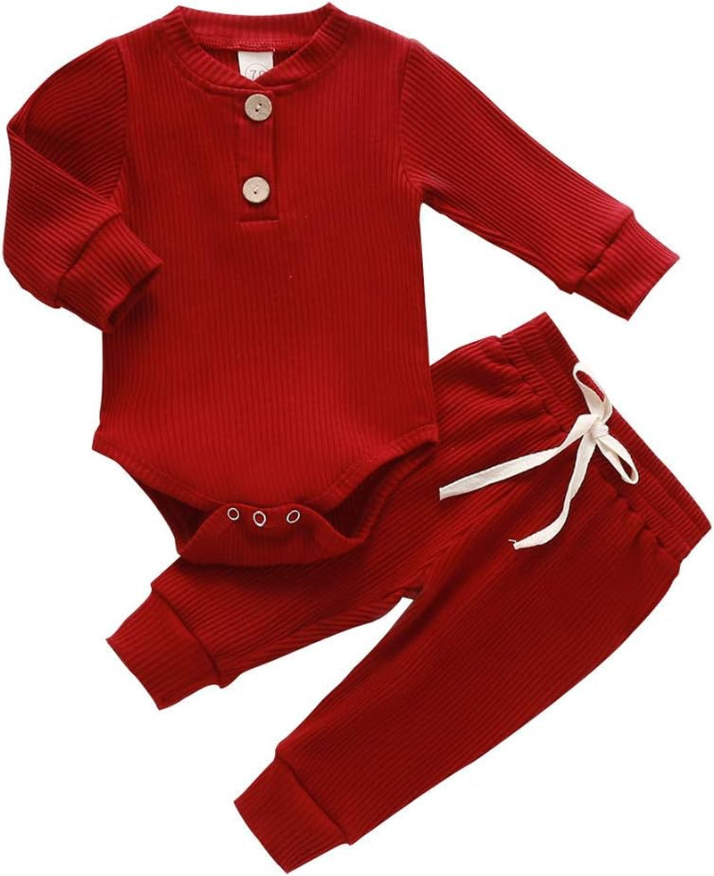 Bmnmsl Newborn Baby Boy Fall Clothes 3 6 12 18 24 Months Outfits Long Sleeve Knitted Cotton Romper & Pants Infant Winter Sets
