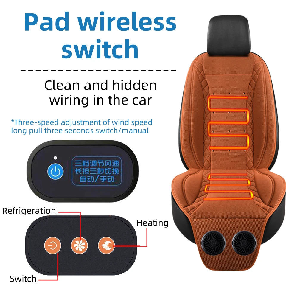 12V Dual Fan Car Seat Cushion Ventilated Heating Cooling Seat Cover Universal Car Seat Summer Winter Car Seat Protector
