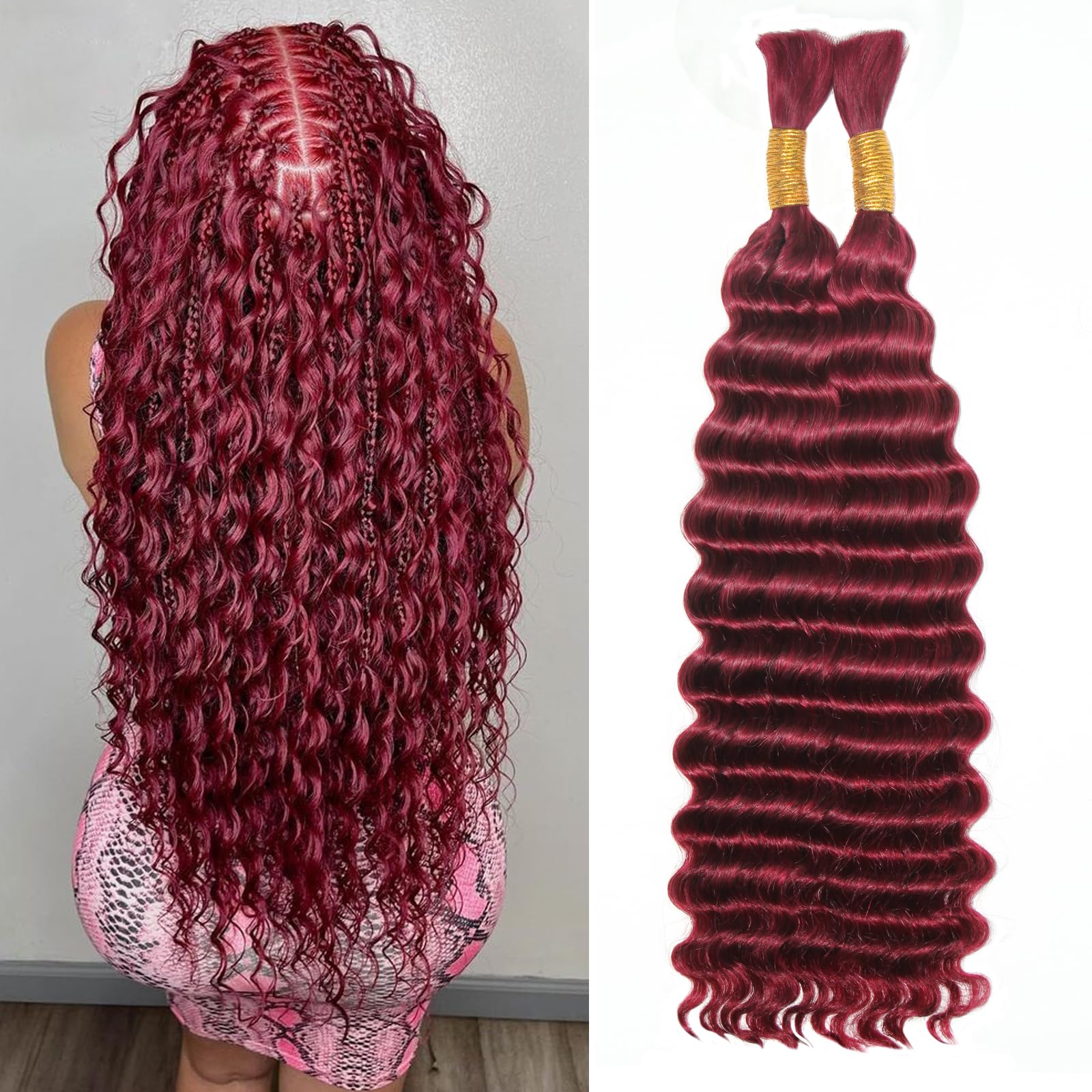 Bulk Human Braiding Hair Virgin Human Hair Curly Braiding Hair For Bohemian Knotless Boho Braids No Weft 100 Percent Human Hair Bundles For Braiding(20inchBUG)…