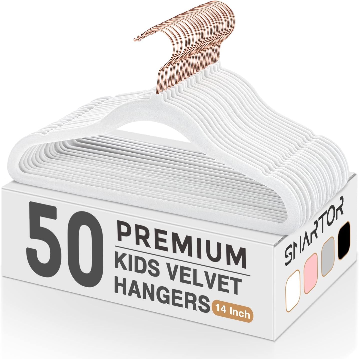 Smartor 11.8" Premium Baby Velvet Hangers for Closet, 50 Pack, White