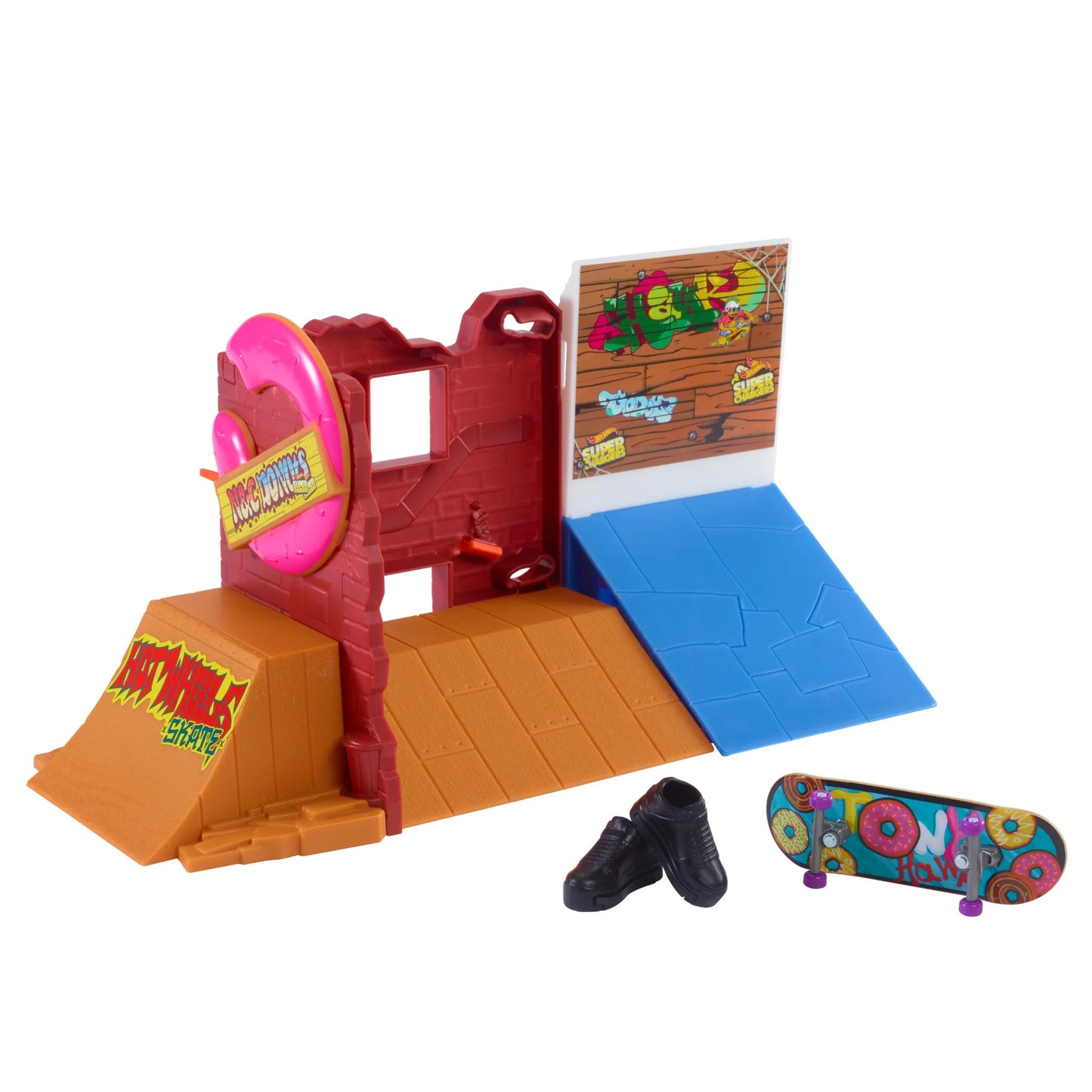 Skate Donut Shop Park with Tony Hawk Fingerboard & Pair of Shoes, Length: 10 In