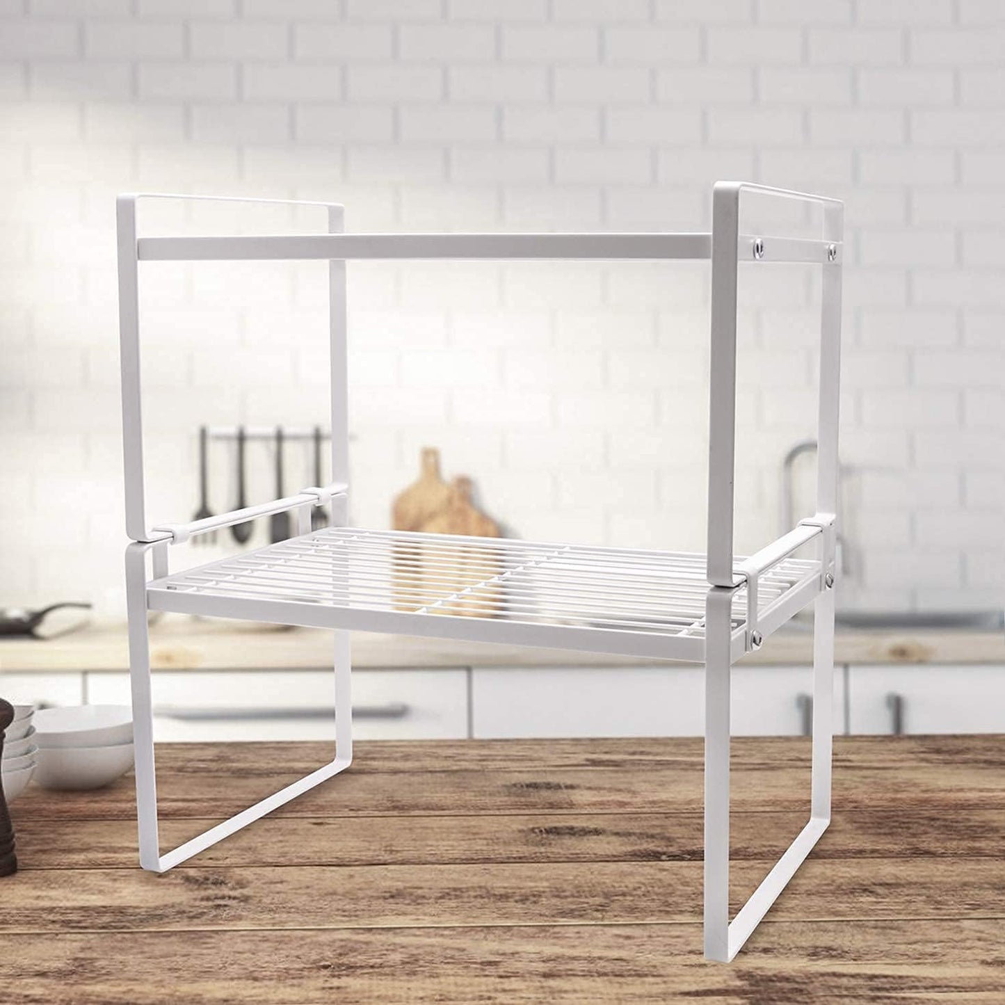 Cabinet Shelf Organizer, Pantry Shelf Rack, White 13X8.3X7.3