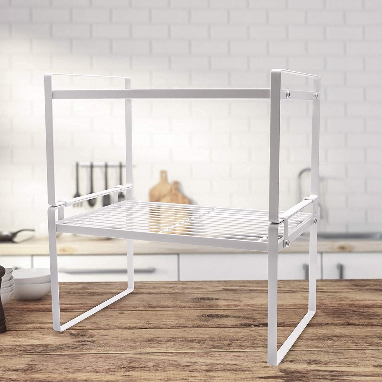 Cabinet Shelf Organizer, Pantry Shelf Rack, White 13X8.3X7.3