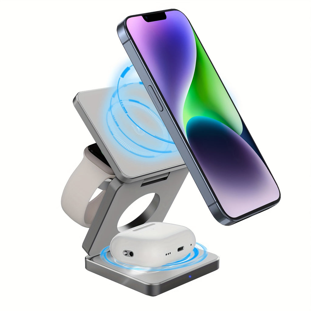 3-in-1 Magnetic Wireless Charger for iPhone Apple Watch Earbuds