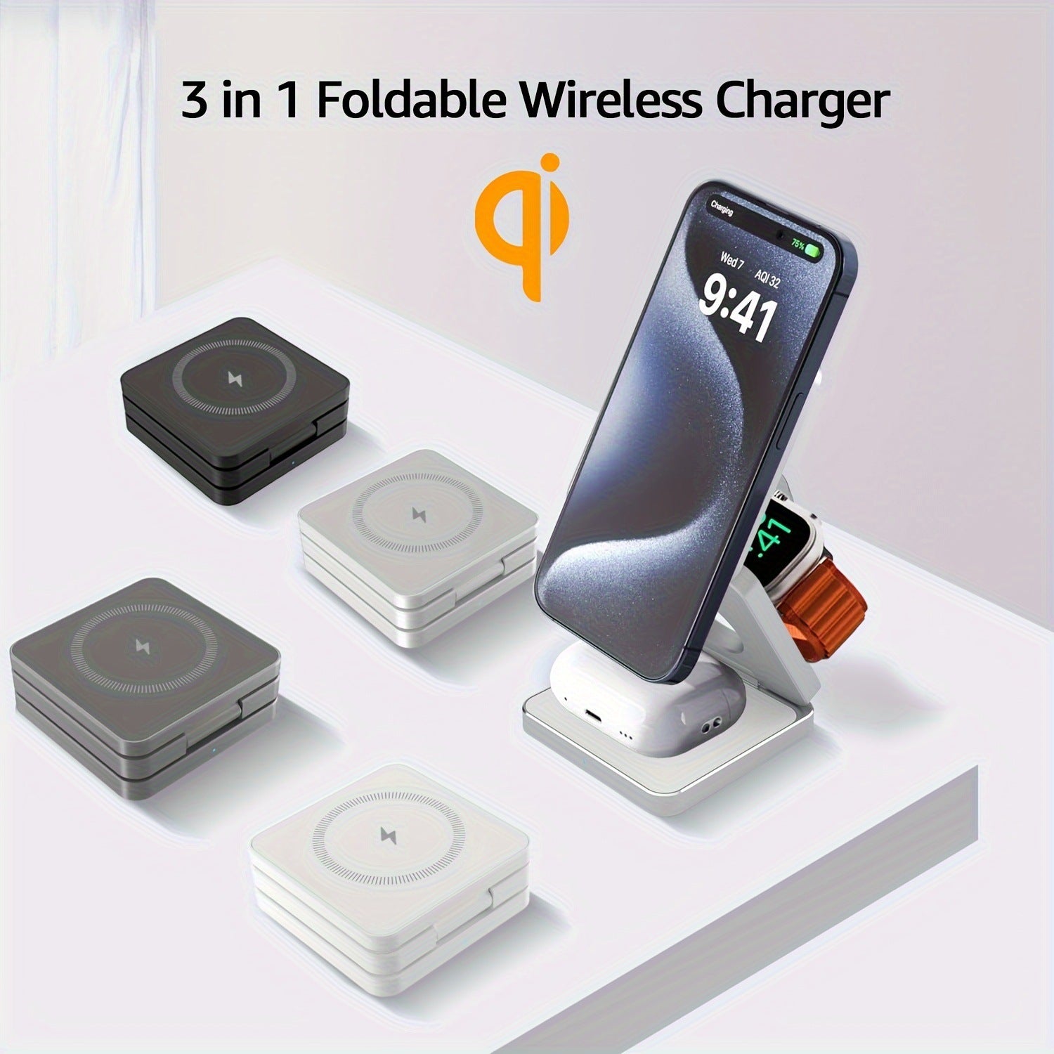3-in-1 Magnetic Wireless Charger for iPhone Apple Watch Earbuds