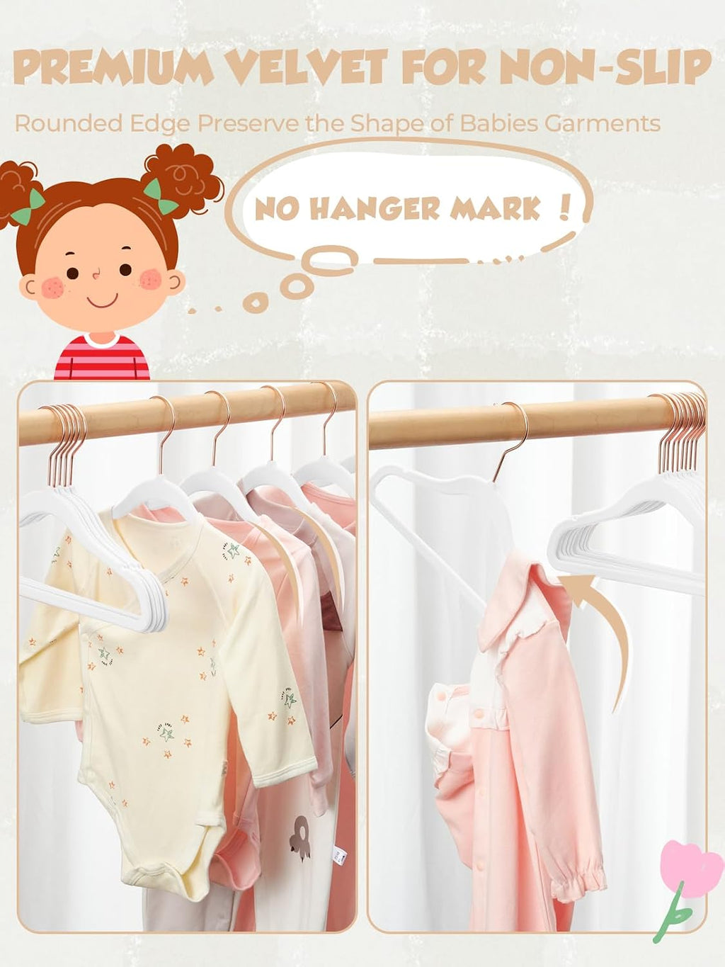 Smartor 11.8" Premium Baby Velvet Hangers for Closet, 50 Pack, White