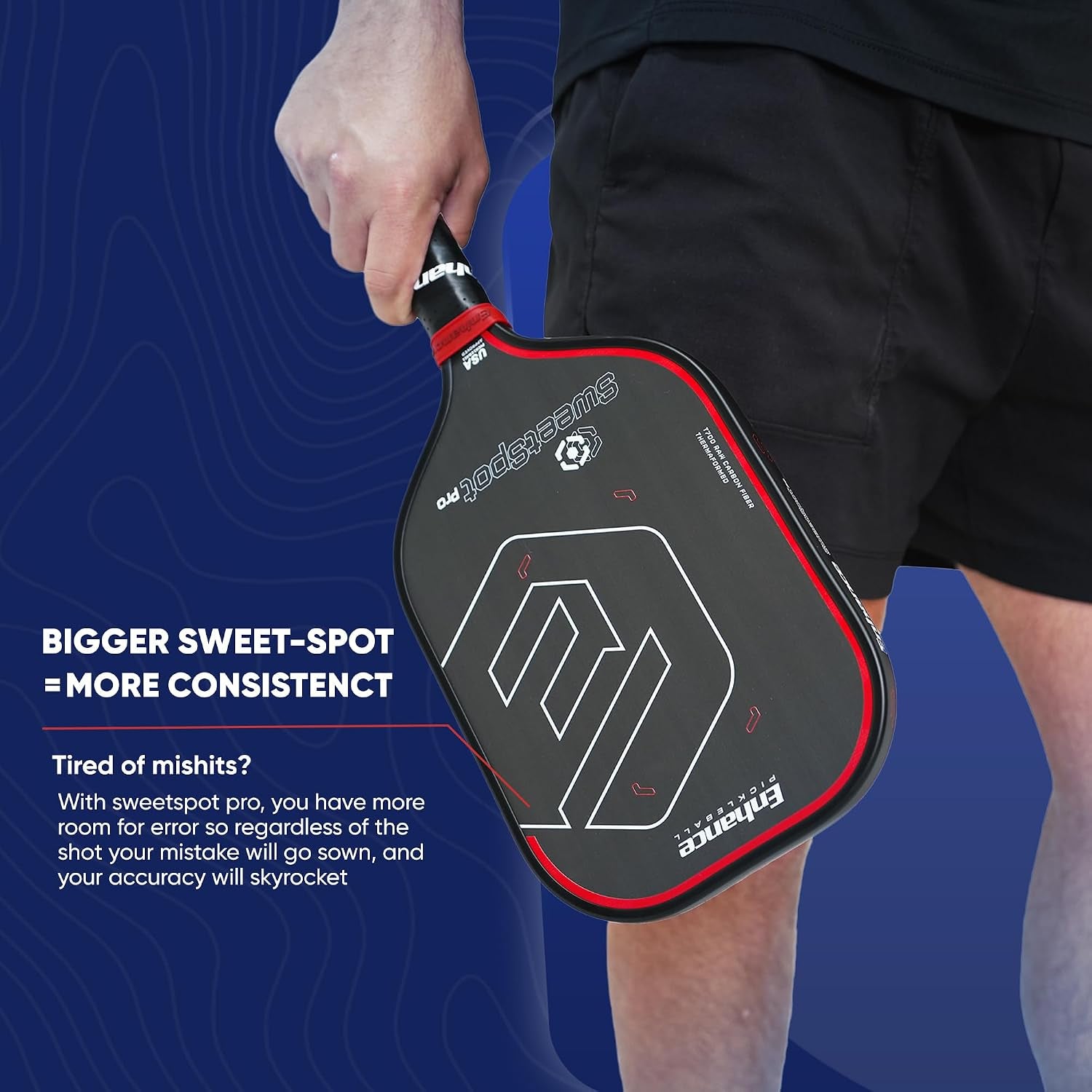 Sweetspot Pro Paddle – Carbon Fiber Pickleball Racket W/Foam-Injected Edges for Max Sweetspot – Highest USAPA Approved Grit – Designed by #1 Coach (Classic)