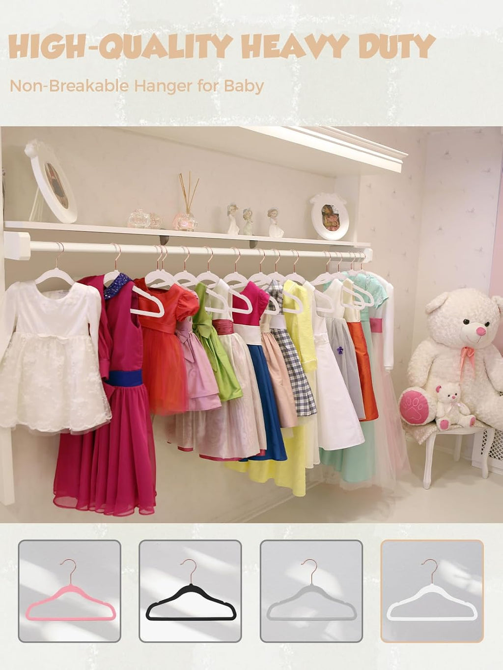 Smartor 11.8" Premium Baby Velvet Hangers for Closet, 50 Pack, White
