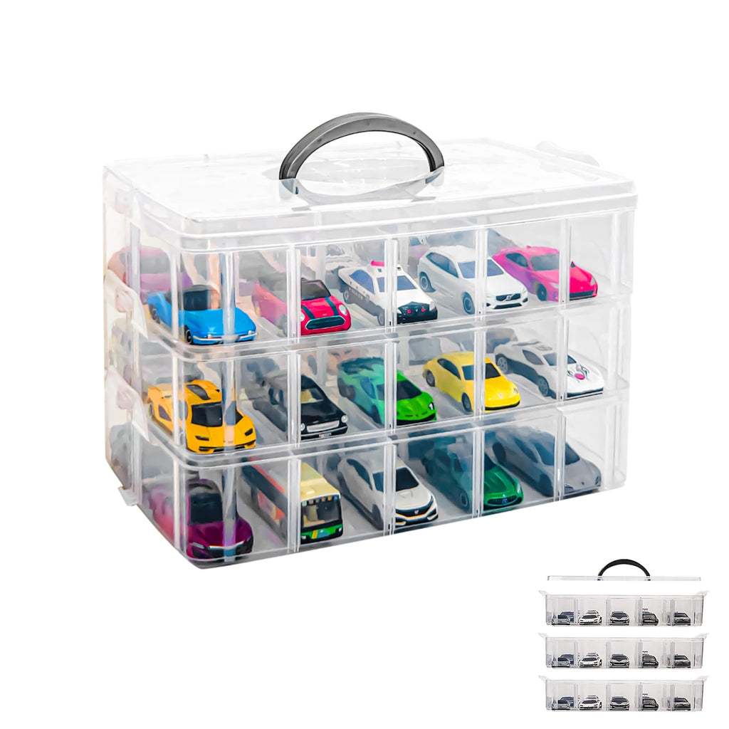 Toy Cars Storage Organizer Case for Hot Wheels Matchbox Cars W/ 30 Compartments