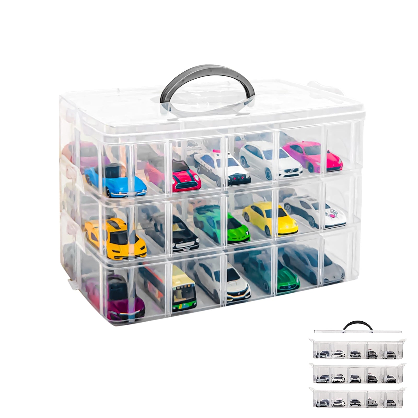 Toy Cars Storage Organizer Case for Hot Wheels Matchbox Cars W/ 30 Compartments
