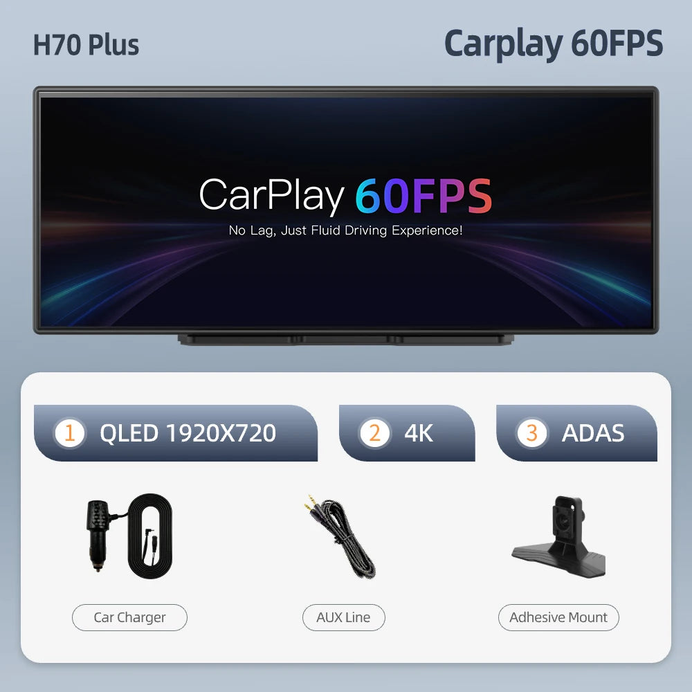 10.26" H9 Pro 4K Dash Cam ADAS Wireless Carplay Android Auto Car DVR Camera AUX 5G Wifi GPS Navigation Video Recorder