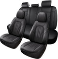 Car Seat Cover Full Set, Leather Car Seat Cover, Waterproof Seat Covers, Car Seat Cushion, Nappa Leather Seat Covers Car Seat Protector Universal Fit Most Cars Black