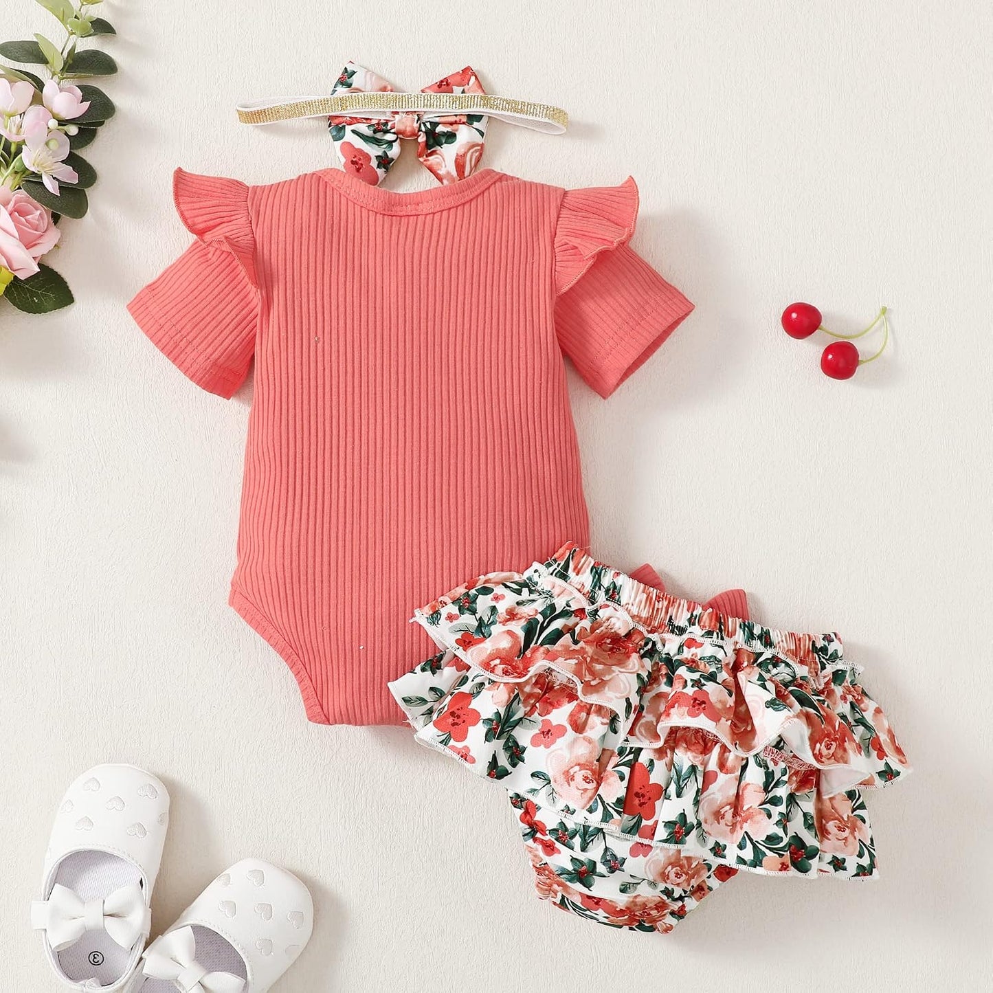 Newborn Infant Baby Girl Clothes Romper Shorts Set Floral Summer Outfits Cute Baby Clothes Girl