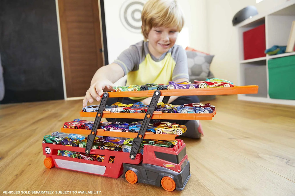 Mega Hauler with 6 Expandable Levels, Stores up to 50 1:64 Scale Toy Vehicles