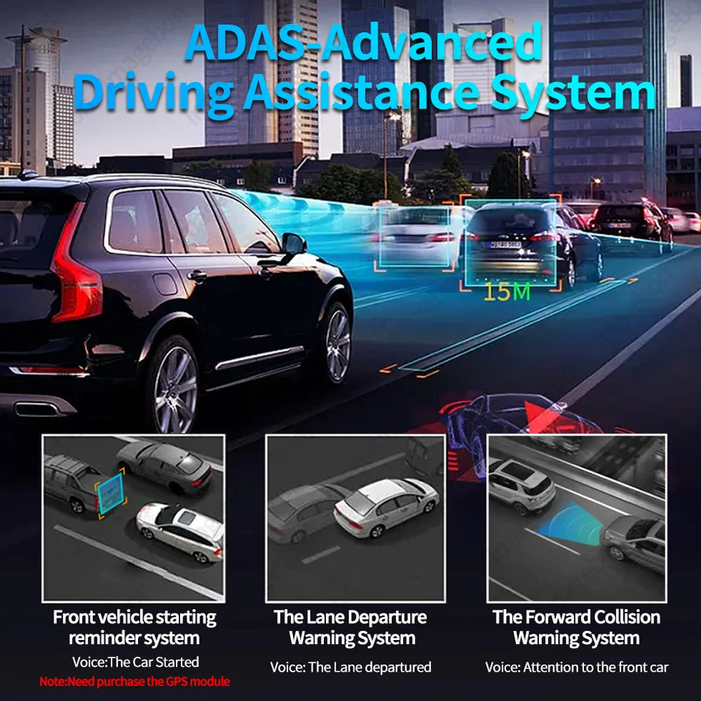10.26" H9 Pro 4K Dash Cam ADAS Wireless Carplay Android Auto Car DVR Camera AUX 5G Wifi GPS Navigation Video Recorder