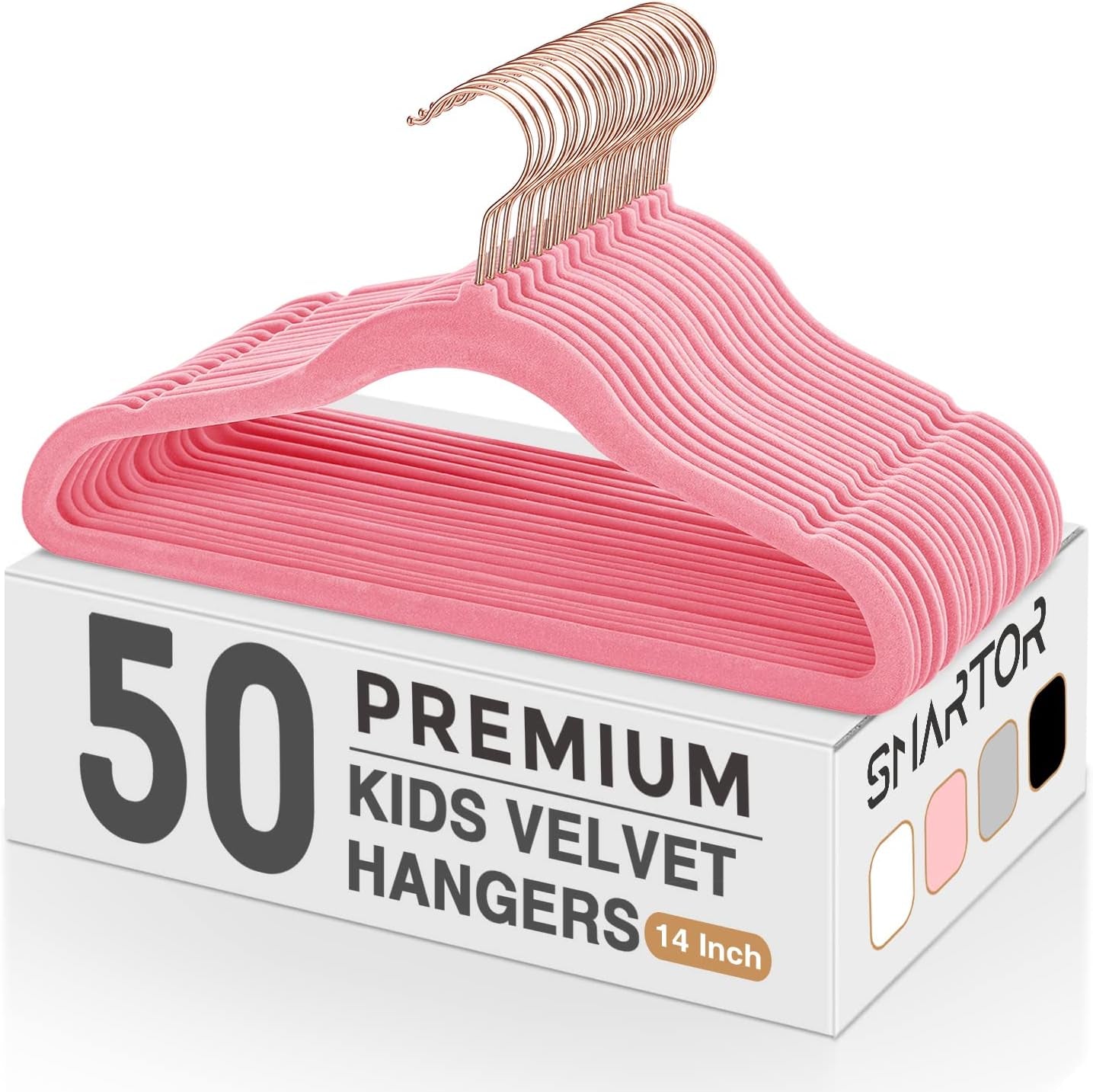 Smartor 11.8" Premium Baby Velvet Hangers for Closet, 50 Pack, White